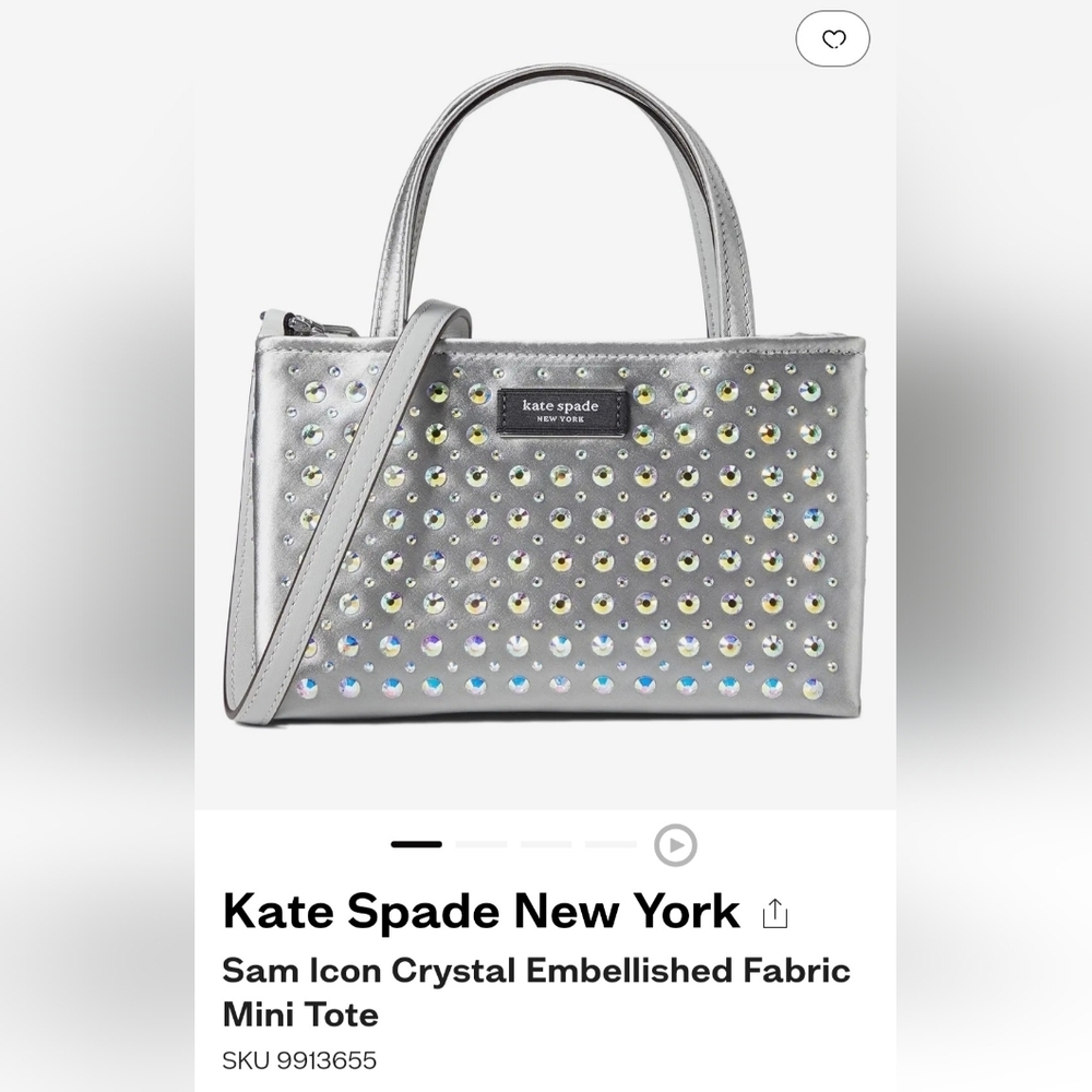 Kate Spade New York Sam Icon Crystal Embellished Fabric Mini Tote, Platinum​